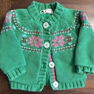 Green & Pink Knit kids sweater. Perfect for the holidays